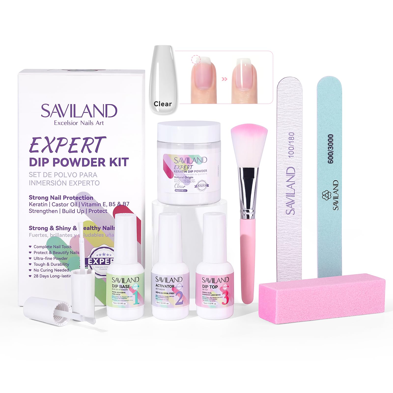 SAVILAND open box with components in lifestyle scene for organized salon-ready storage