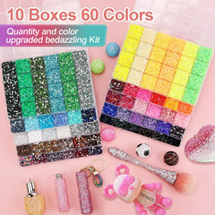 SCENIXE close-up of 60-color 3mm rhinestones displaying wide color choices for designs