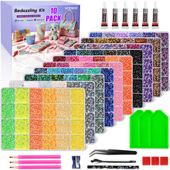 SCENIXE front packaging showing full bedazzling kit and included tools for instant use