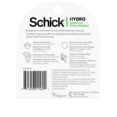 Schick Hydro 5 Sensitive close-up of blades and gel strip highlighting smoother glide