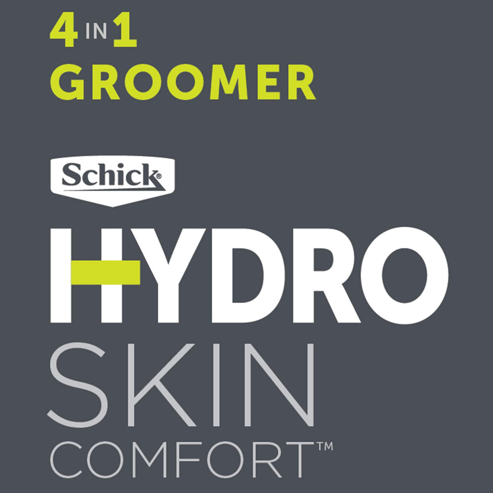 Schick Hydro groomer styling demo on beard showing trim-to-shave versatility