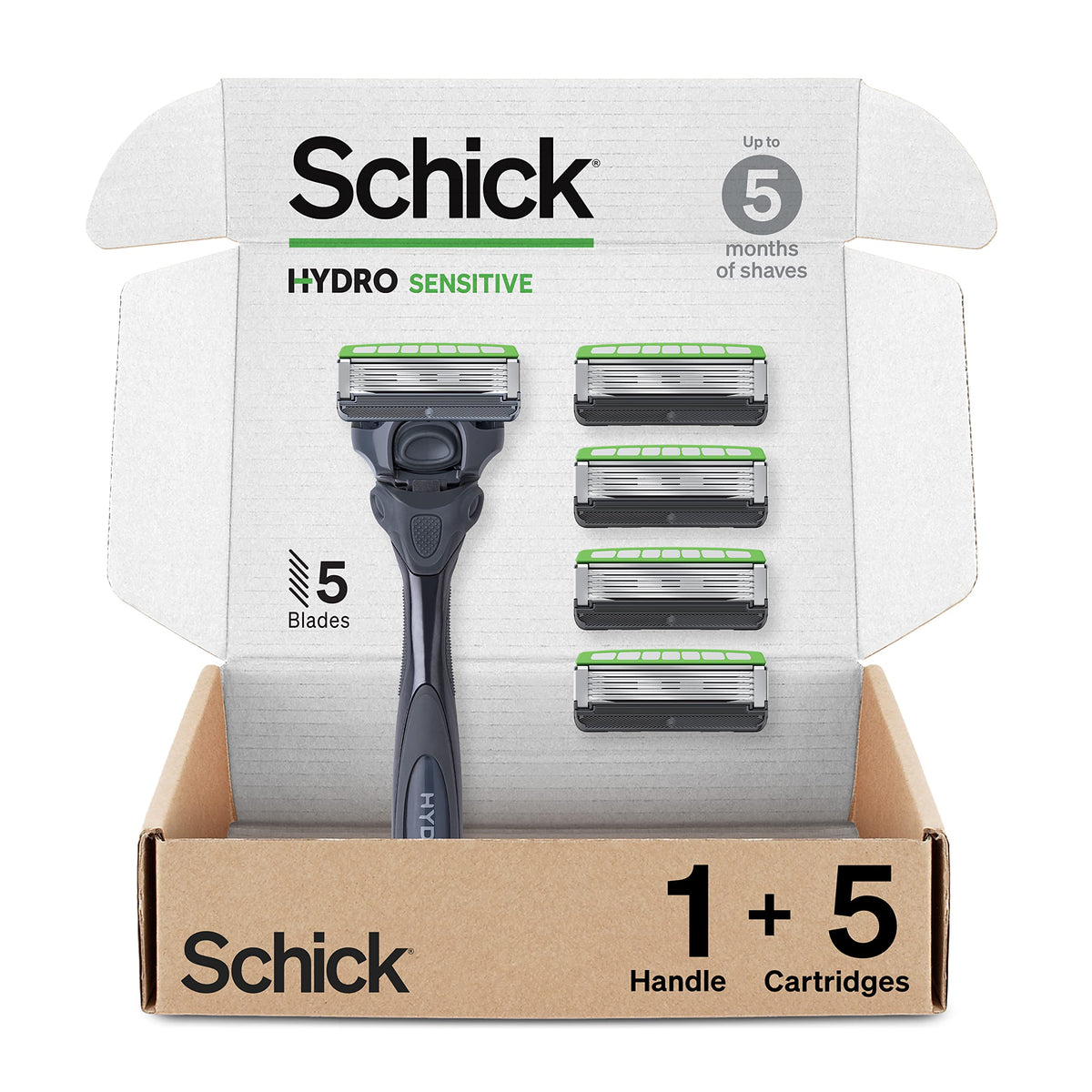 Schick Hydro front packaging showing kit contents and benefit