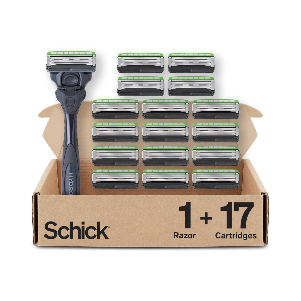 Schick Hydro showing packaging and contents for easy selection