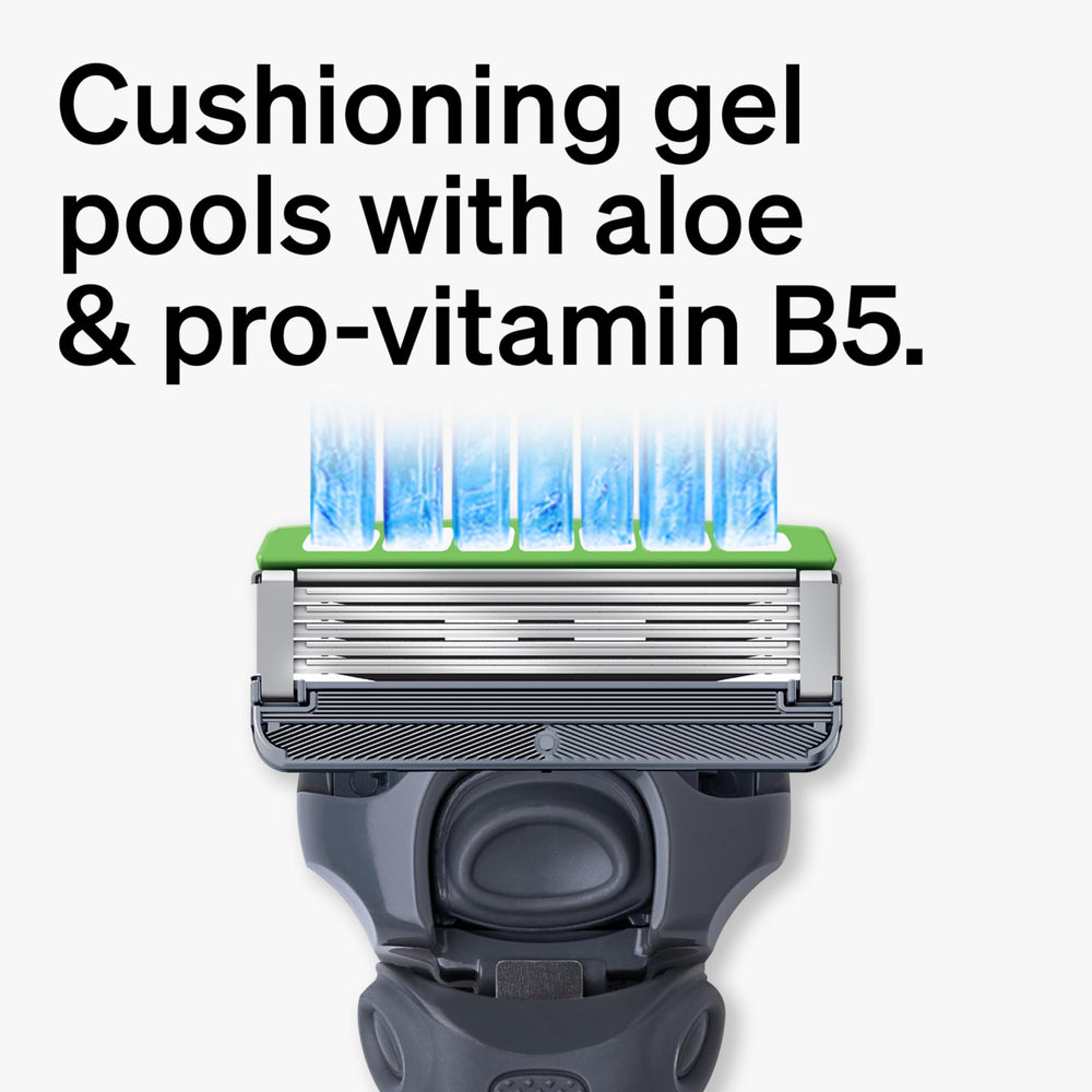 Schick Hydro gel pools macro showing aloe-enriched cushioning for comfort