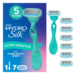 Schick Hydro Silk front packaging showing kit and benefits