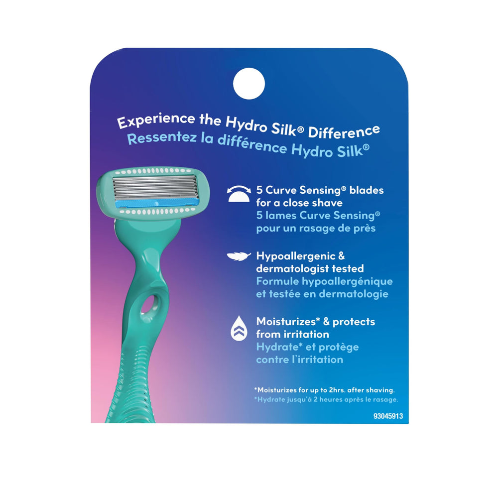 Schick Hydro Silk refill held in hand to show size and ergonomic fit