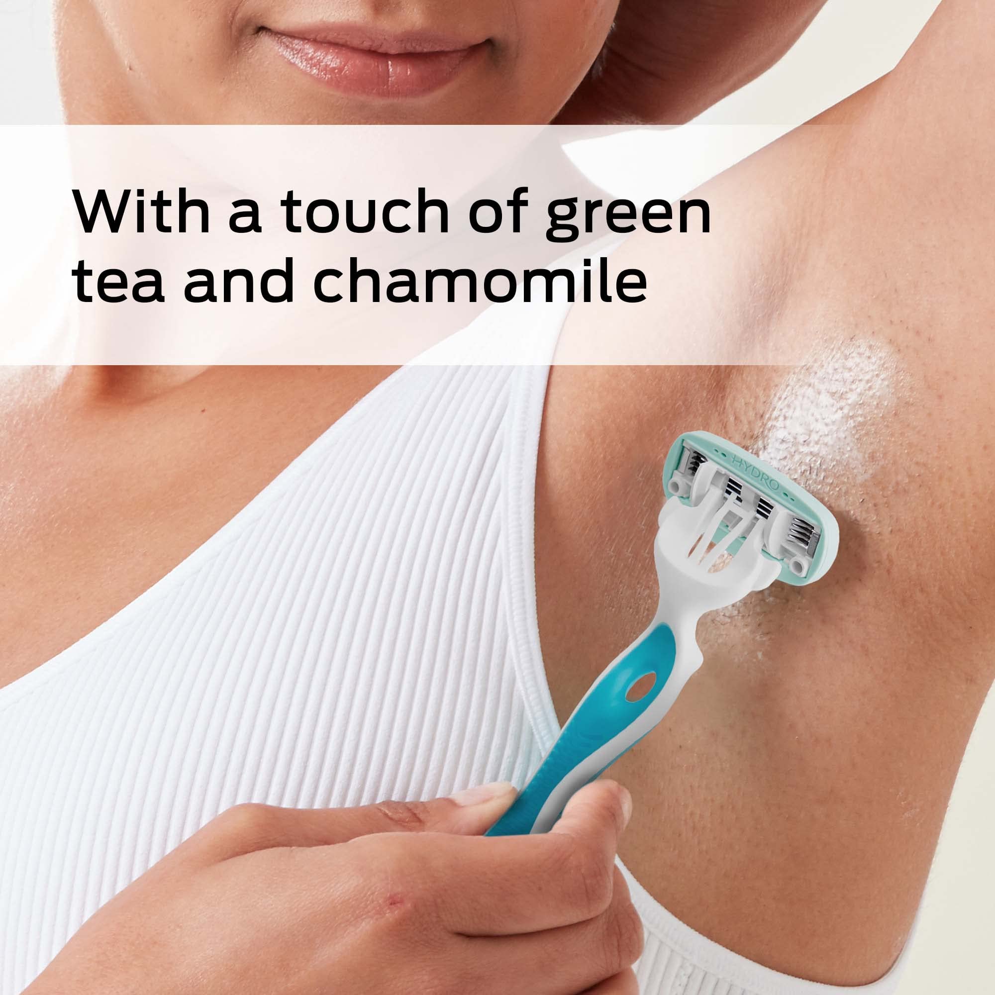 Schick Hydro Silk handle grip angle emphasizing non-slip control during shaving