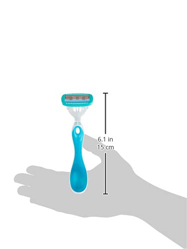 Schick Hydro Silk razor scale comparison in hand illustrating compact size