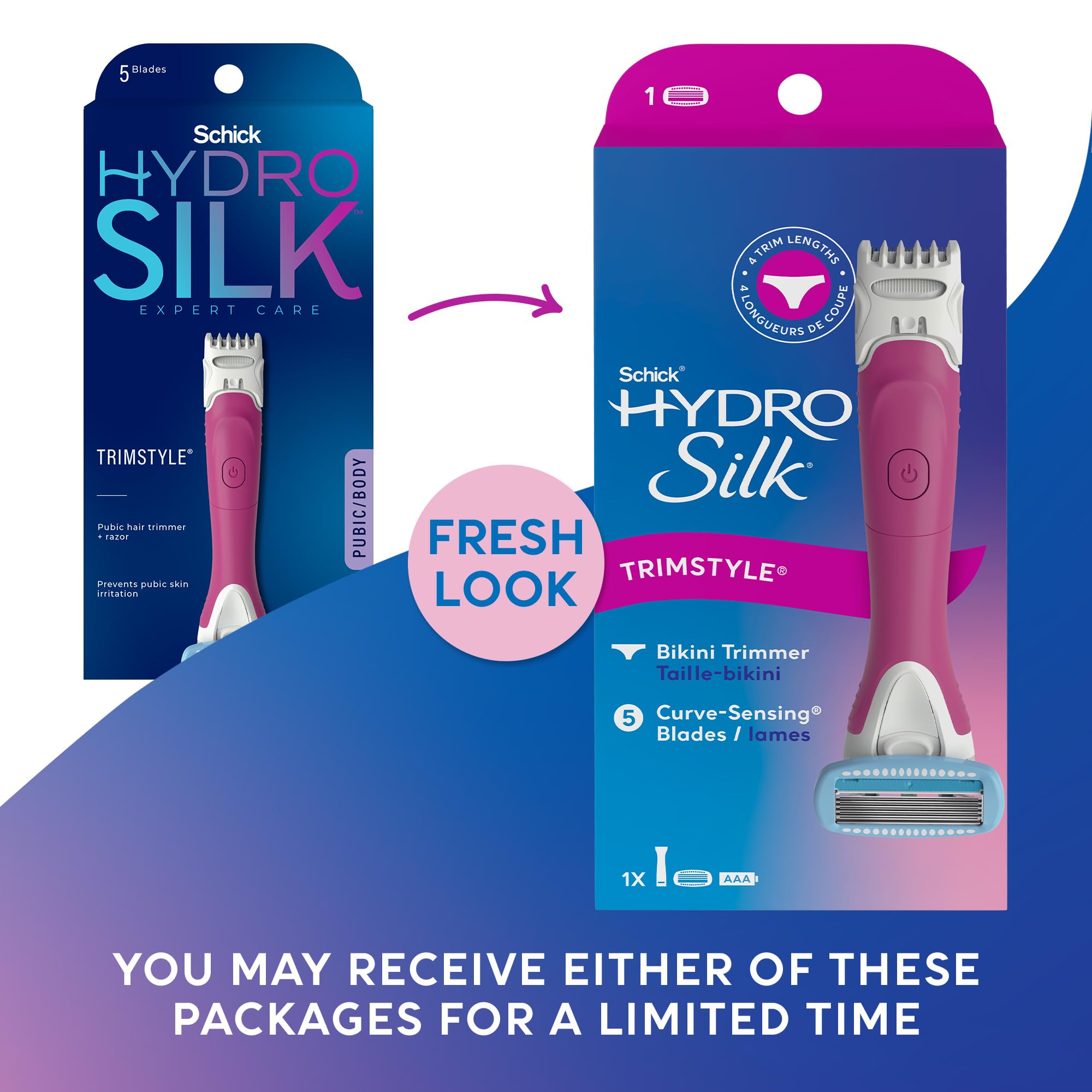 Schick Hydro Silk close view of flip-out bikini trimmer for precise shaping and control