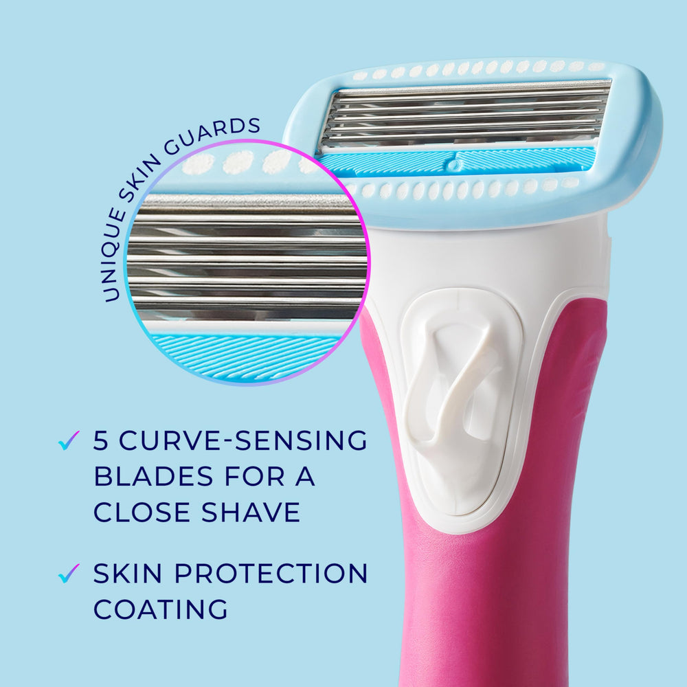 Schick Hydro Silk on bathroom vanity in lifestyle scene conveying daily grooming ease