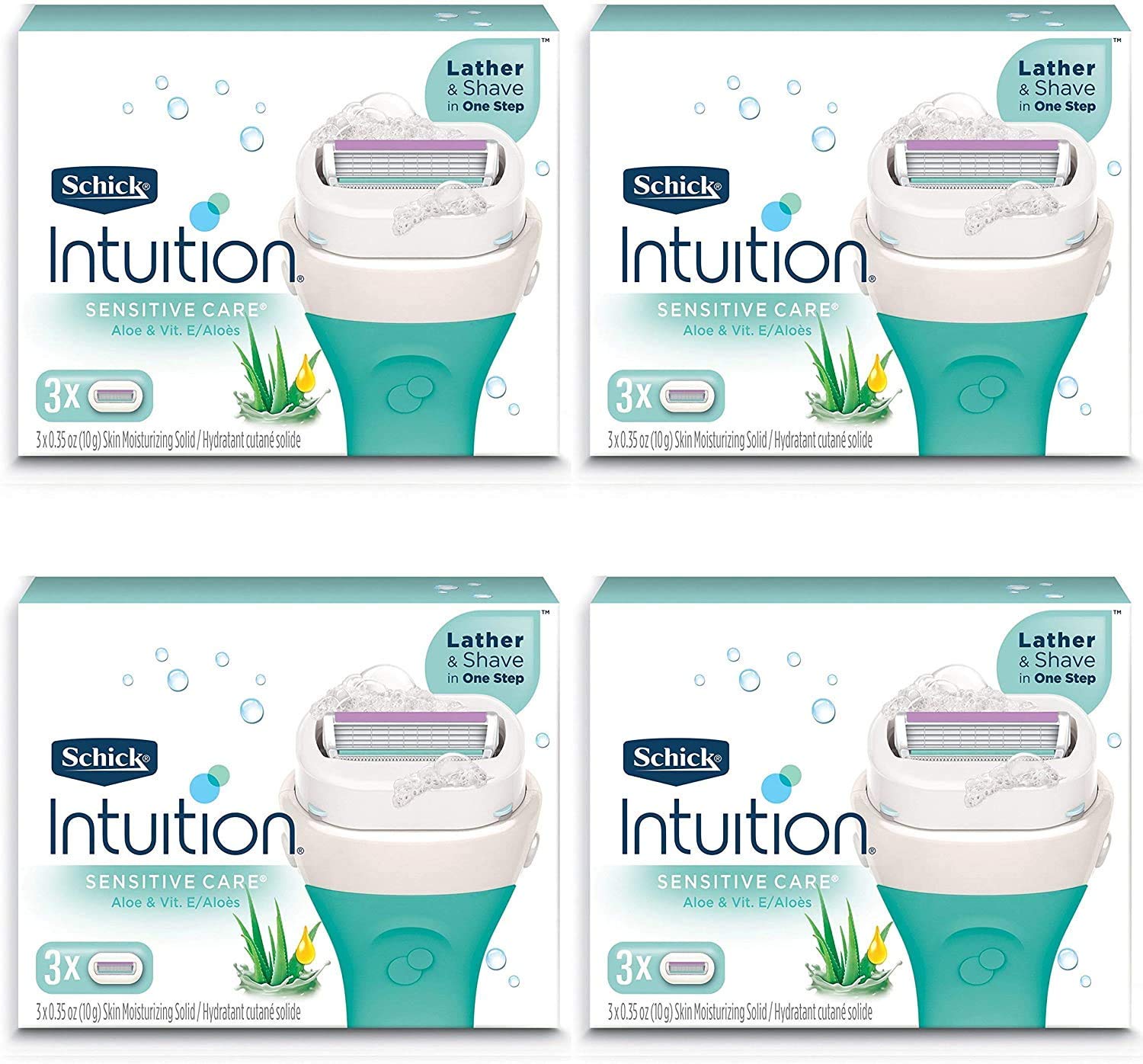 Schick Intuition close-up moisturizing bar and blade detail for smoother shaves