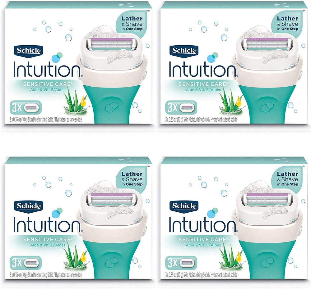 Schick Intuition refill front packaging showing blades and coconut milk scent benefit