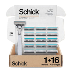 Schick Quattro Titanium front packaging showing product and refills for value