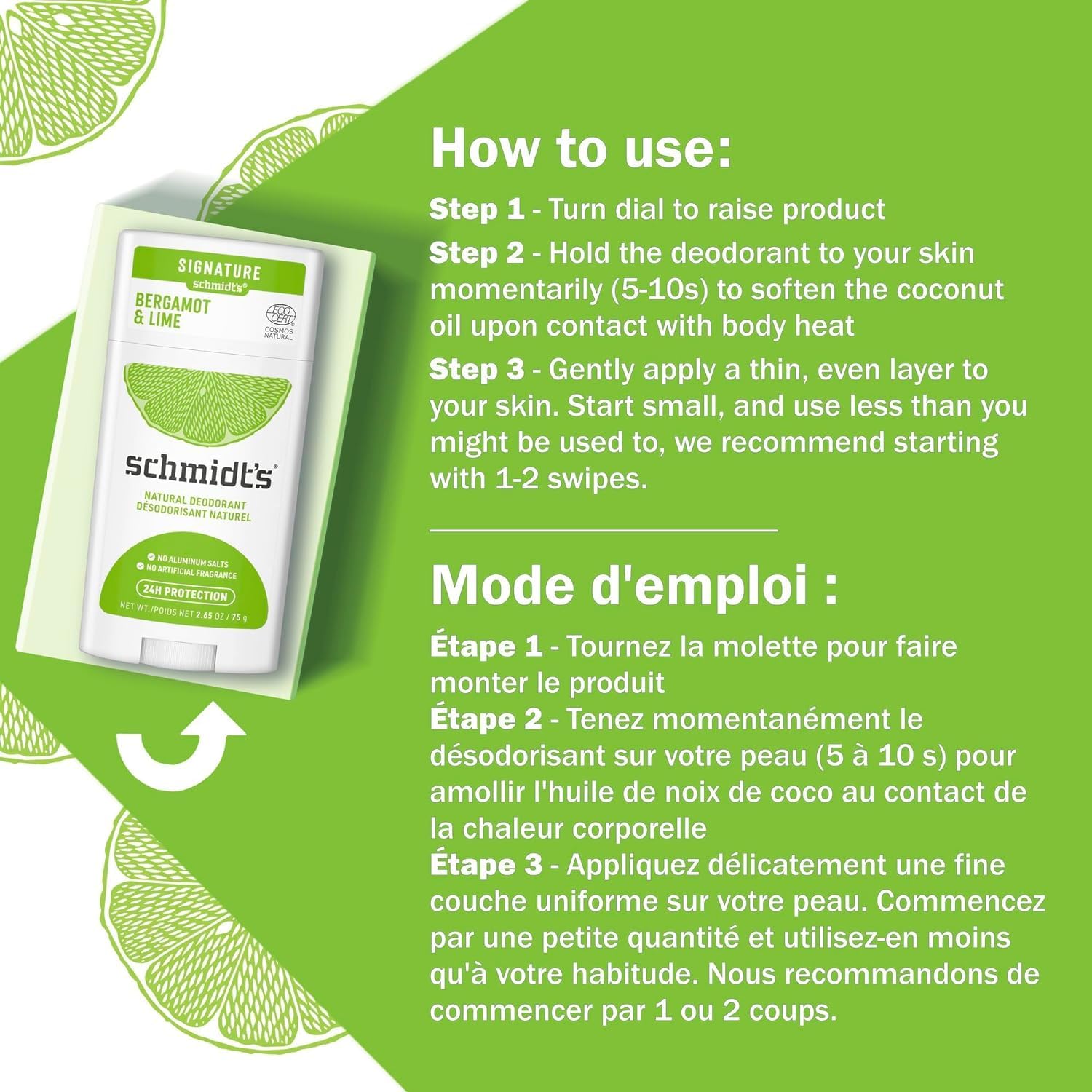 Schmidt's Bergamot & Lime size comparison in hand for travel-friendly convenience