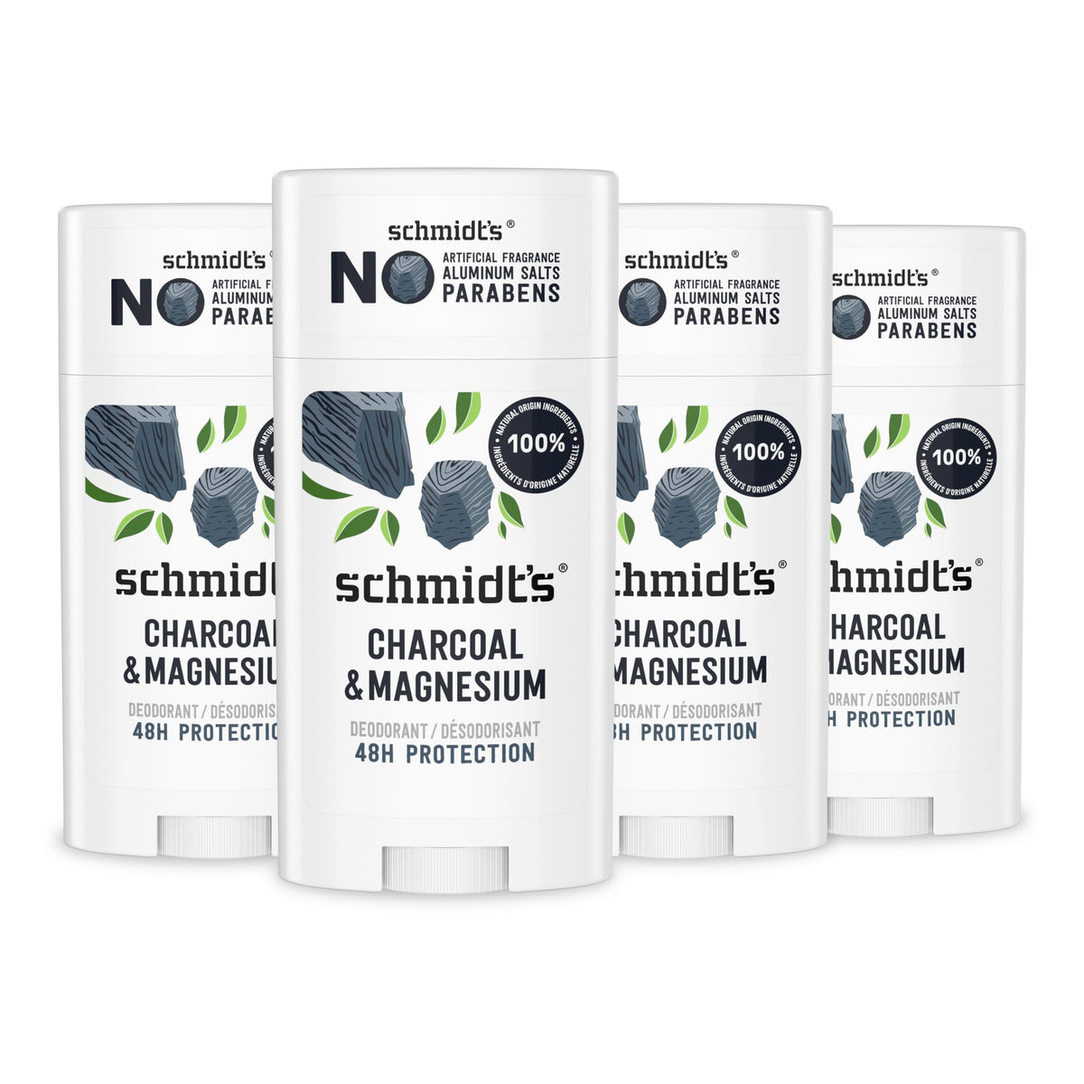 Schmidt's Charcoal & Magnesium front packaging shows product identity and benefits