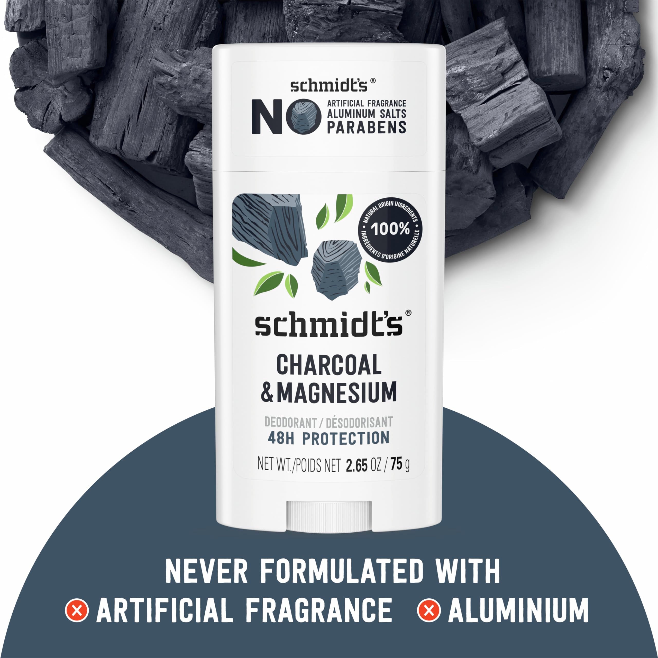 Schmidt's ingredients label displaying plant-based components and vegan certification