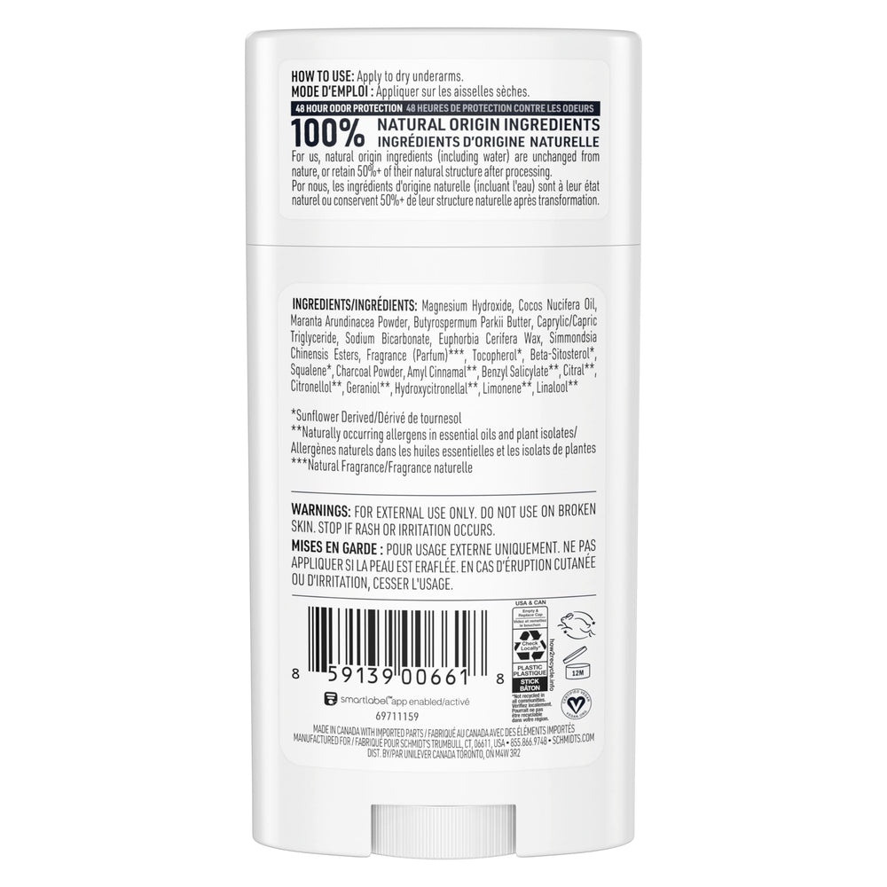 Schmidt's stick angled open with visible balm for easy application and smooth glide