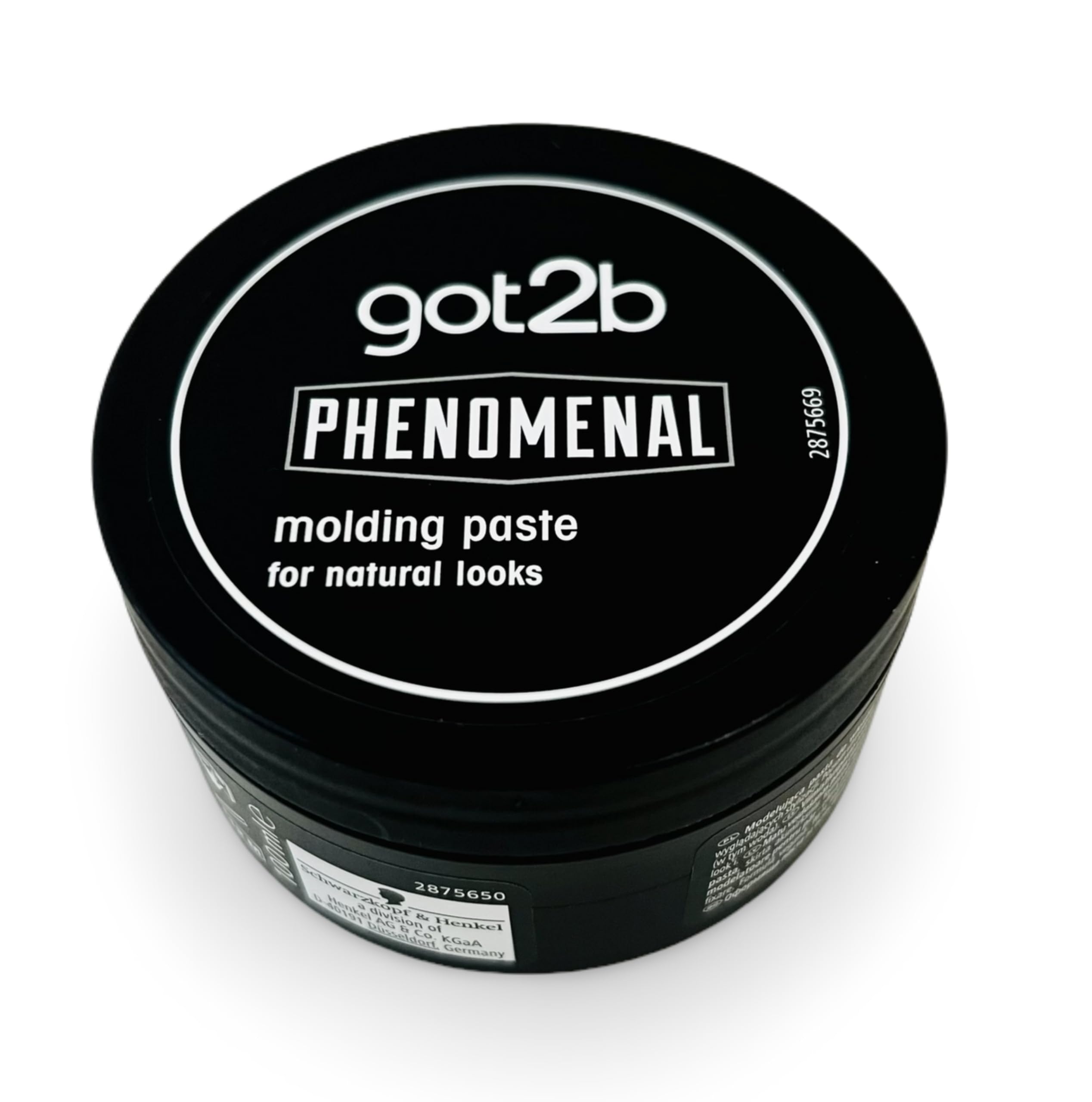 Schwarzkopf got2b jar front view showing label and compact size for easy storage