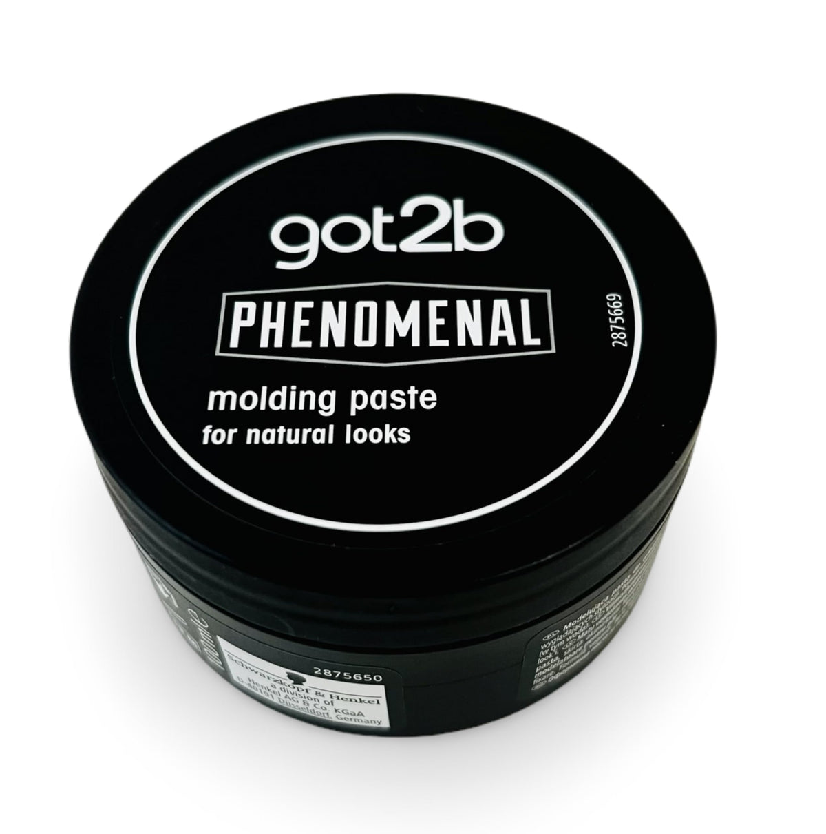 Schwarzkopf got2b jar front view showing label and compact size for easy storage