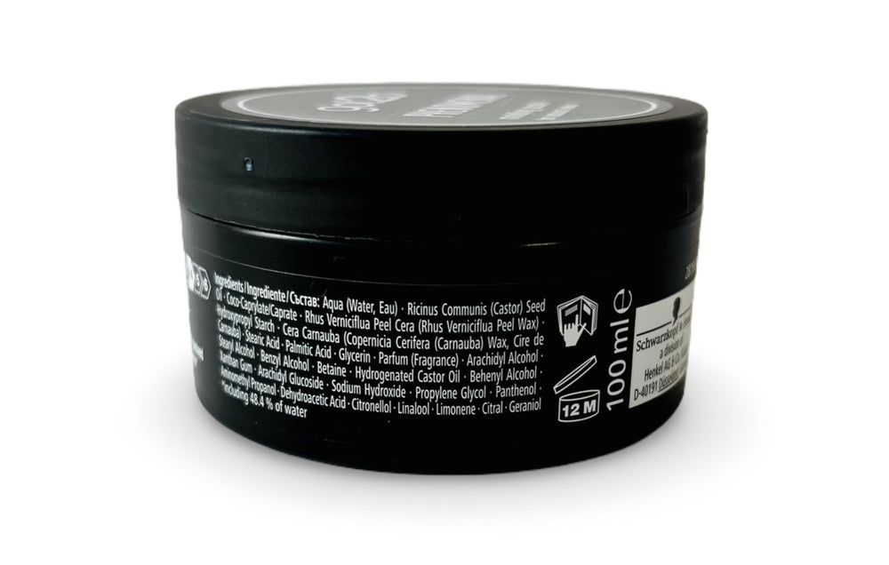 Schwarzkopf got2b open jar close-up showing paste texture for controlled styling