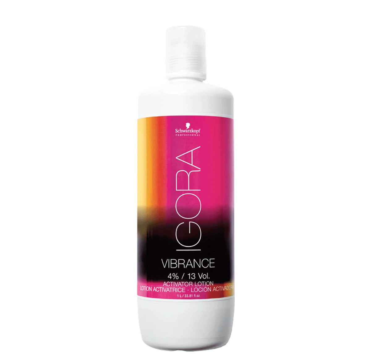 Schwarzkopf IGORA VIBRANCE activator front view showing 1L bottle for neat salon application