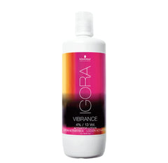Schwarzkopf IGORA VIBRANCE activator front view showing 1L bottle for neat salon application