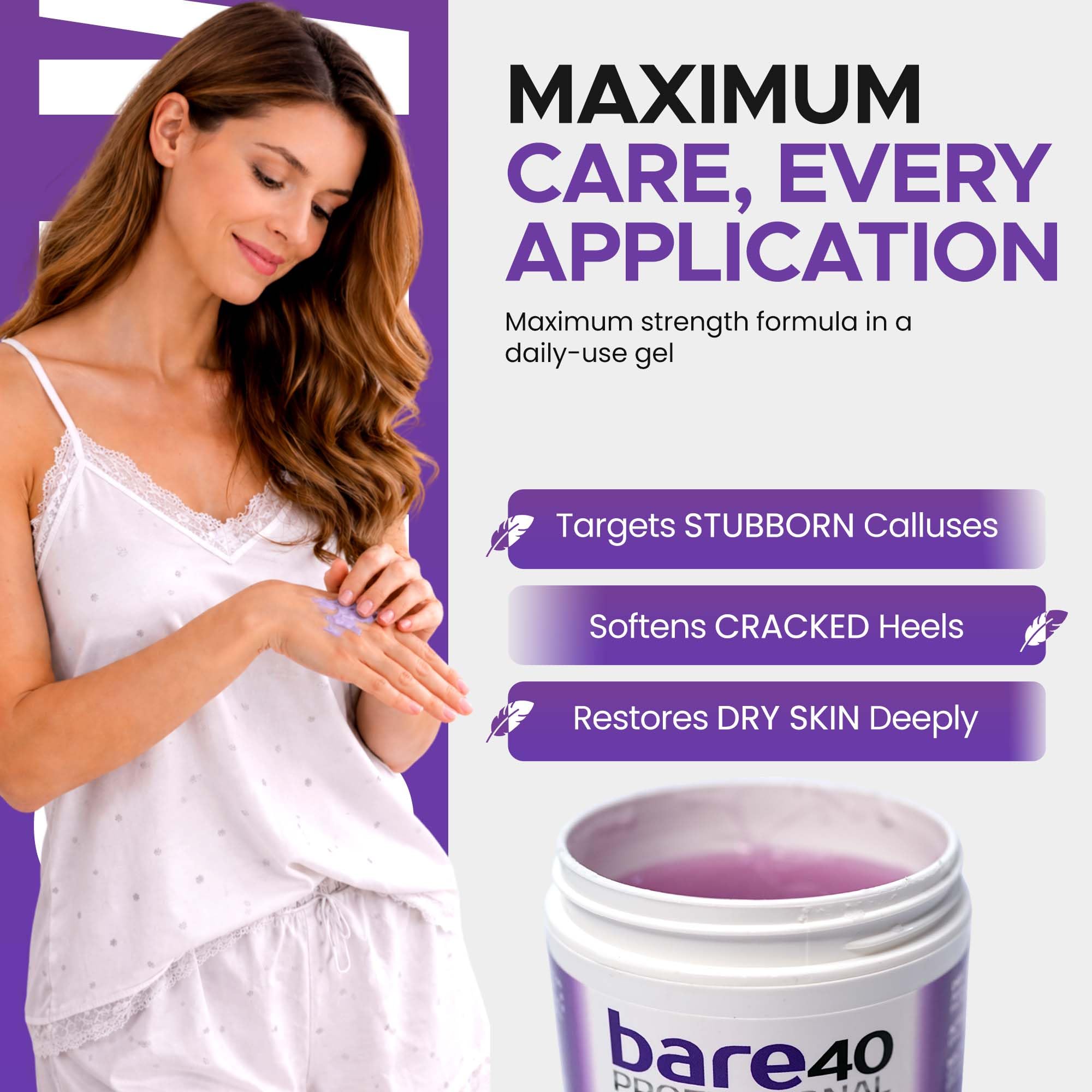 Scientific Solutions Global gel applied to heel showing softened skin and visible smoothing