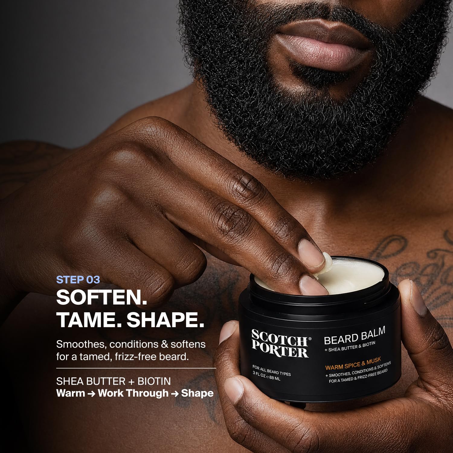 Scotch Porter beard oil dropper releasing oil for smoothing and shine
