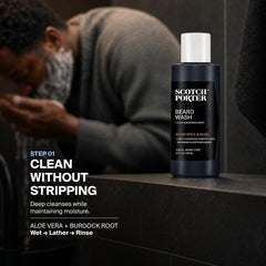 Scotch Porter beard wash texture on hand demonstrating gentle cleansing