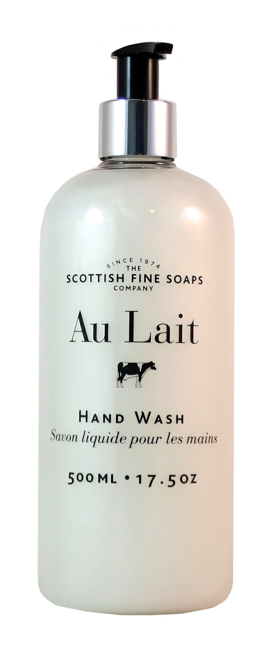 Scottish Fine Soaps front packaging showing 500ml bottle and elegant label for easy identification and luxury feel