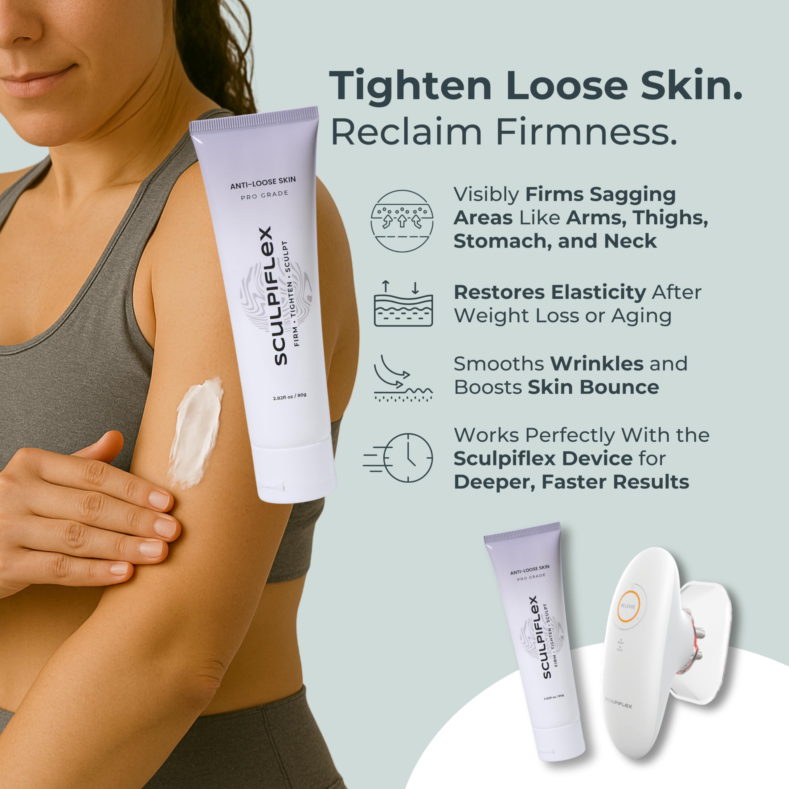 SCULPIFLEX cream texture close-up demonstrating smooth, non-greasy hydration