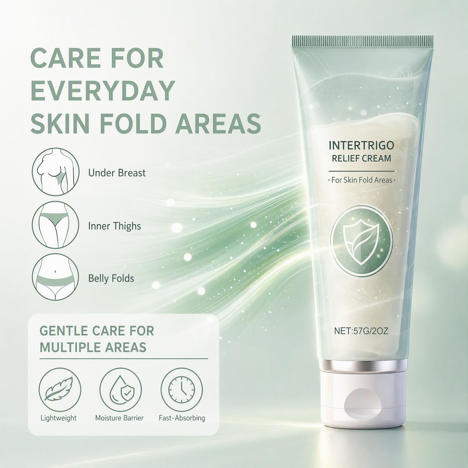Sdatie applied to inner thigh reducing friction and moisture