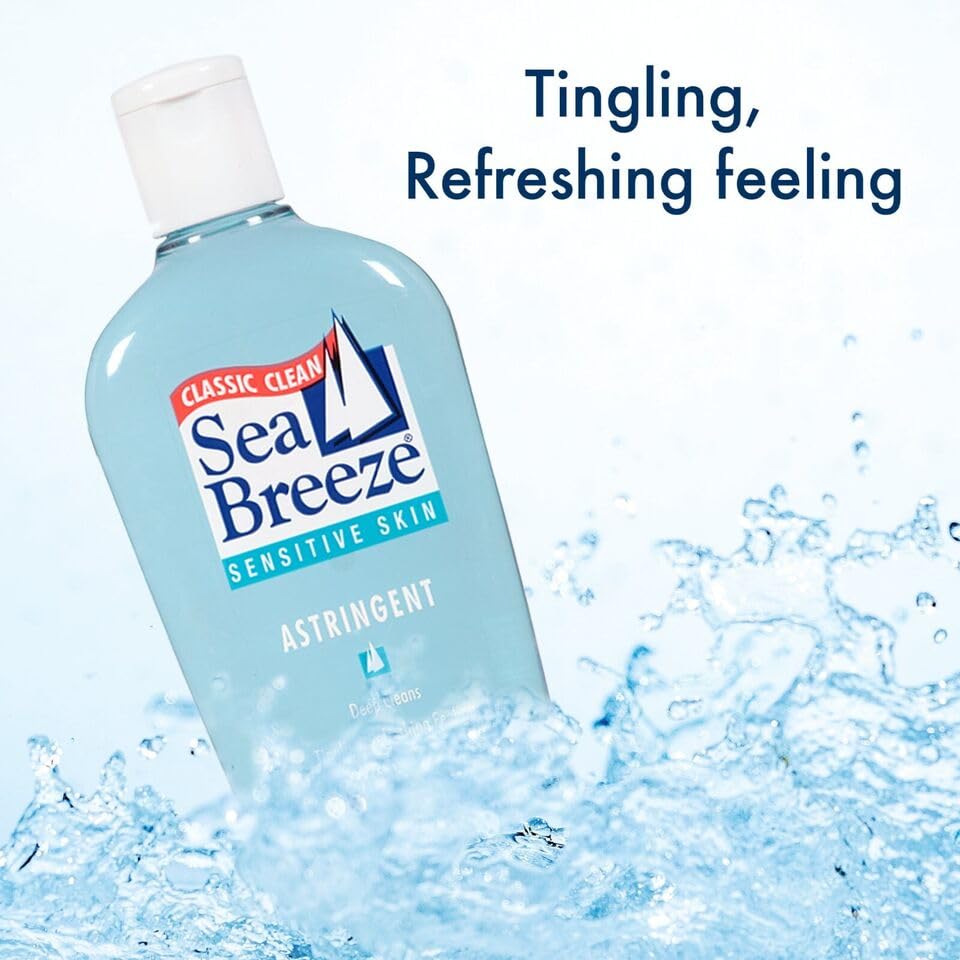 Seabreeze pouring onto cotton pad demonstrating controlled application and effective cleansing