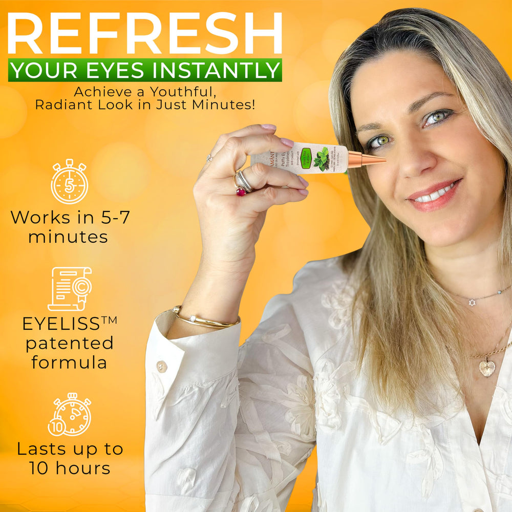 SEAMANTIKA applying cream under eye to reveal immediate tightening effect