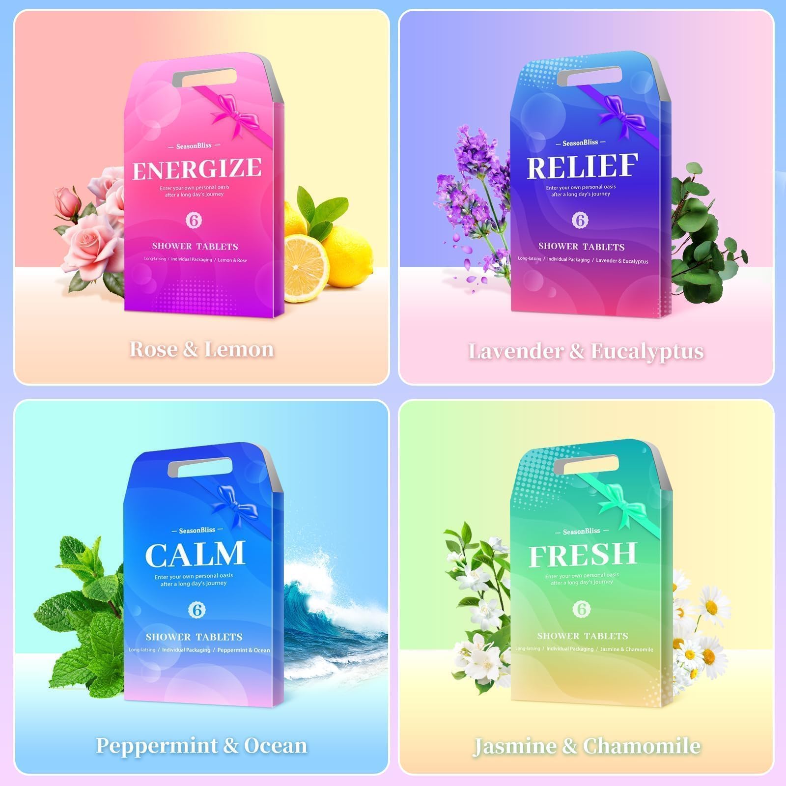 SeasonBliss individually wrapped tablet close-up demonstrating freshness and travel convenience