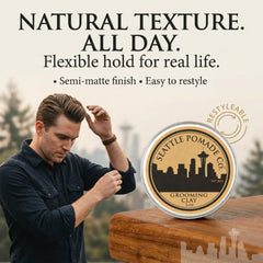 Seattle Pomade Co. product in hand showing easy warming and application benefit