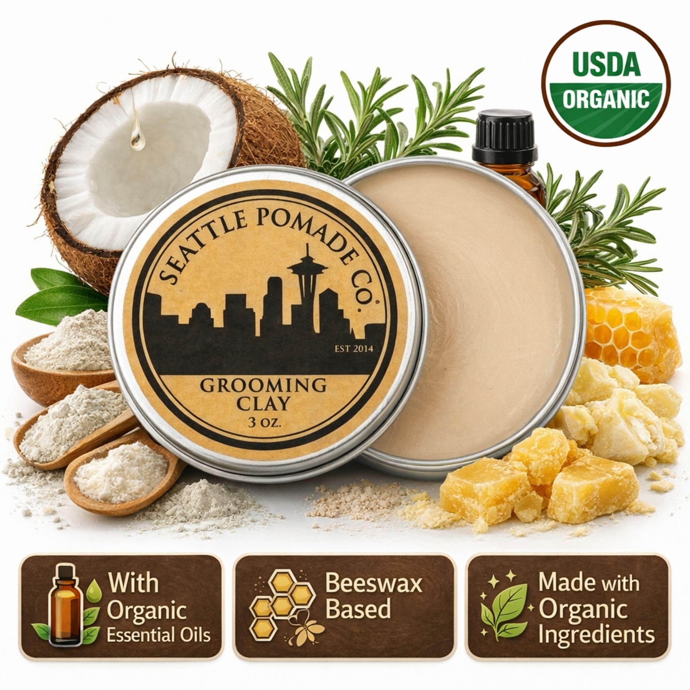 Seattle Pomade Co. lifestyle studio shot demonstrating everyday styling confidence benefit