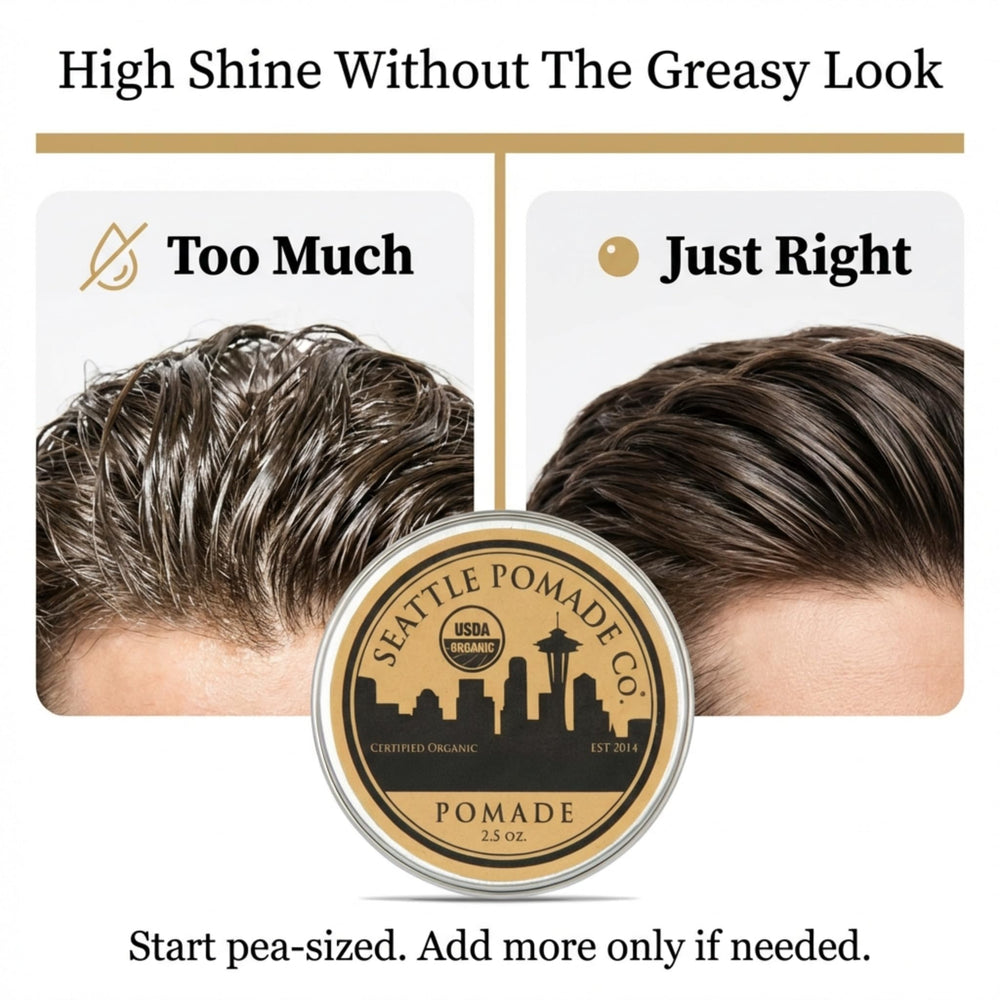 Seattle Pomade Co. jar beside a coin for scale showing jar size and portability