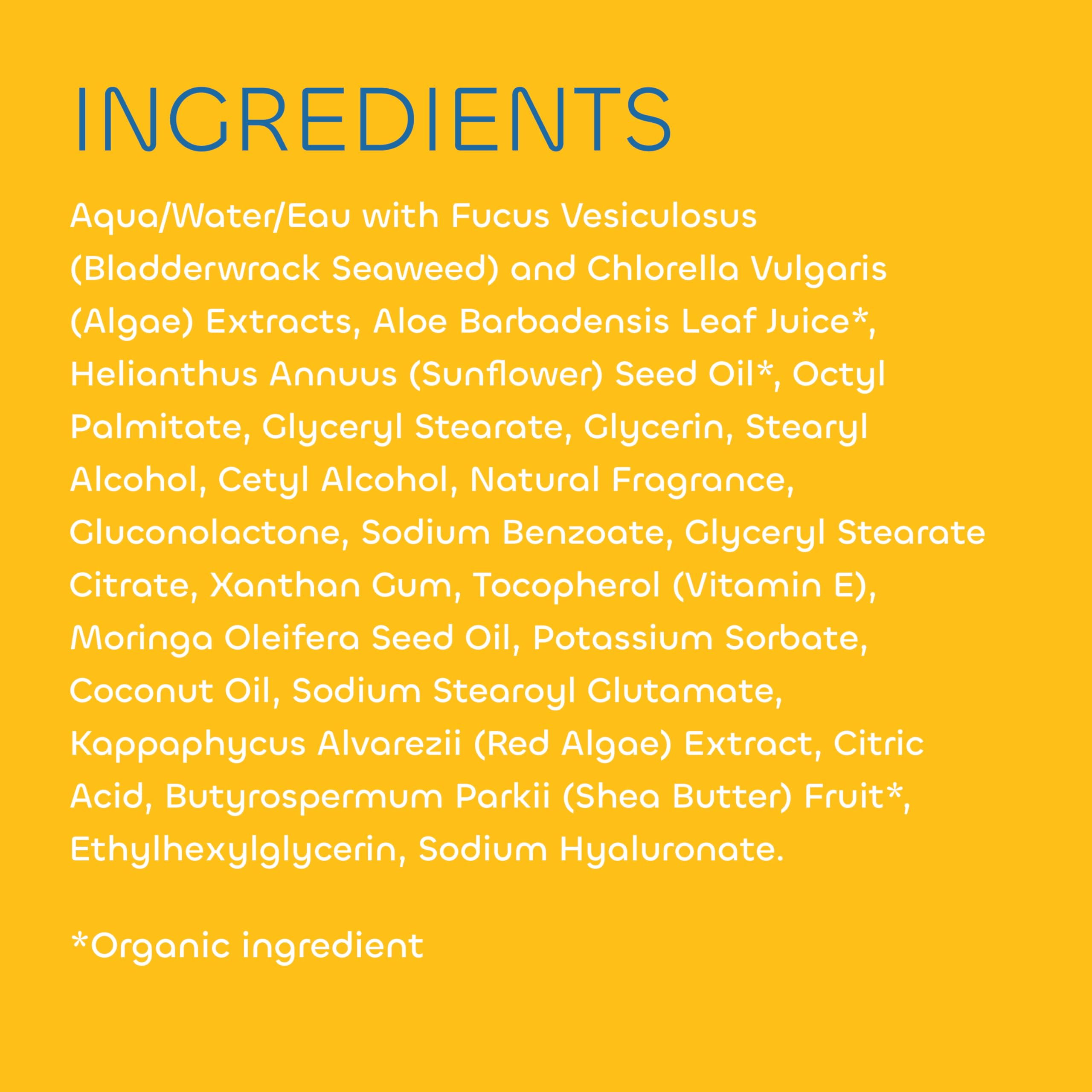 Seaweed Bath Co. PCR label on bottle emphasizing recycled-plastic packaging benefit