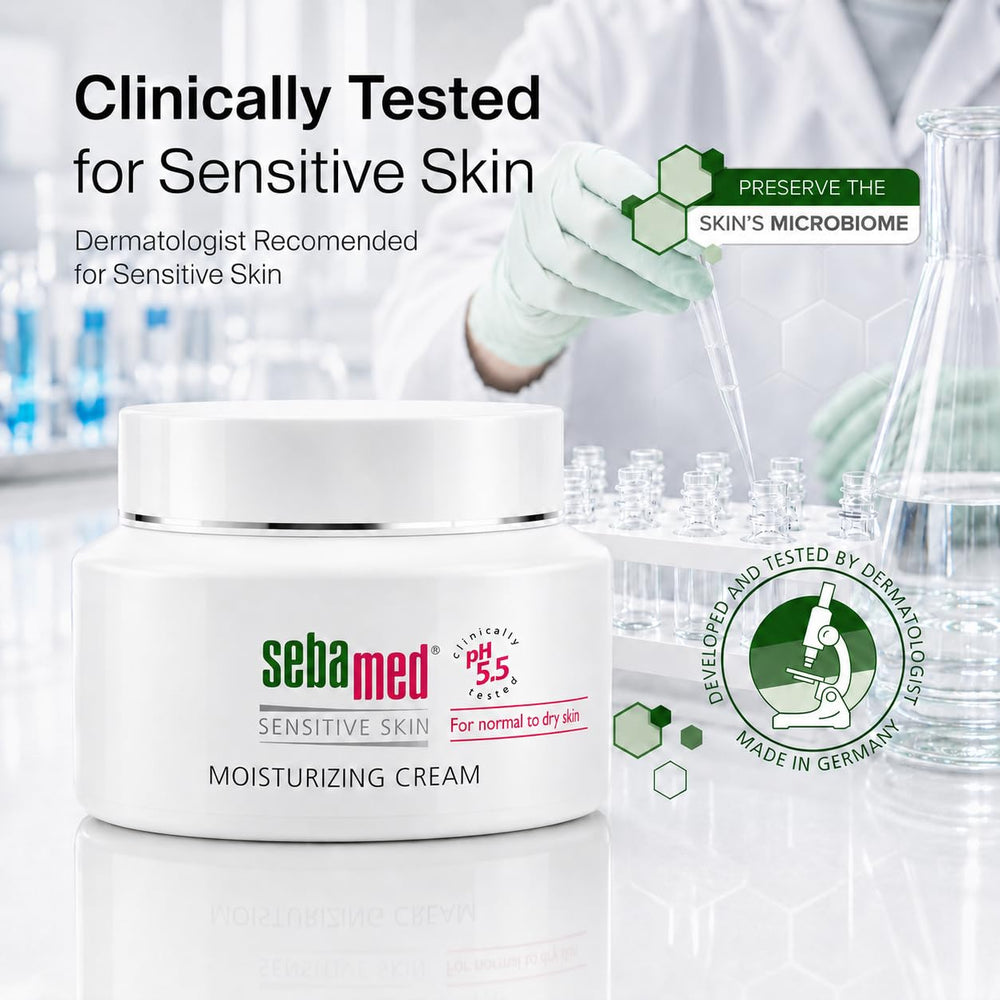 SEBAMED on bathroom counter in lifestyle setting showing everyday routine compatibility