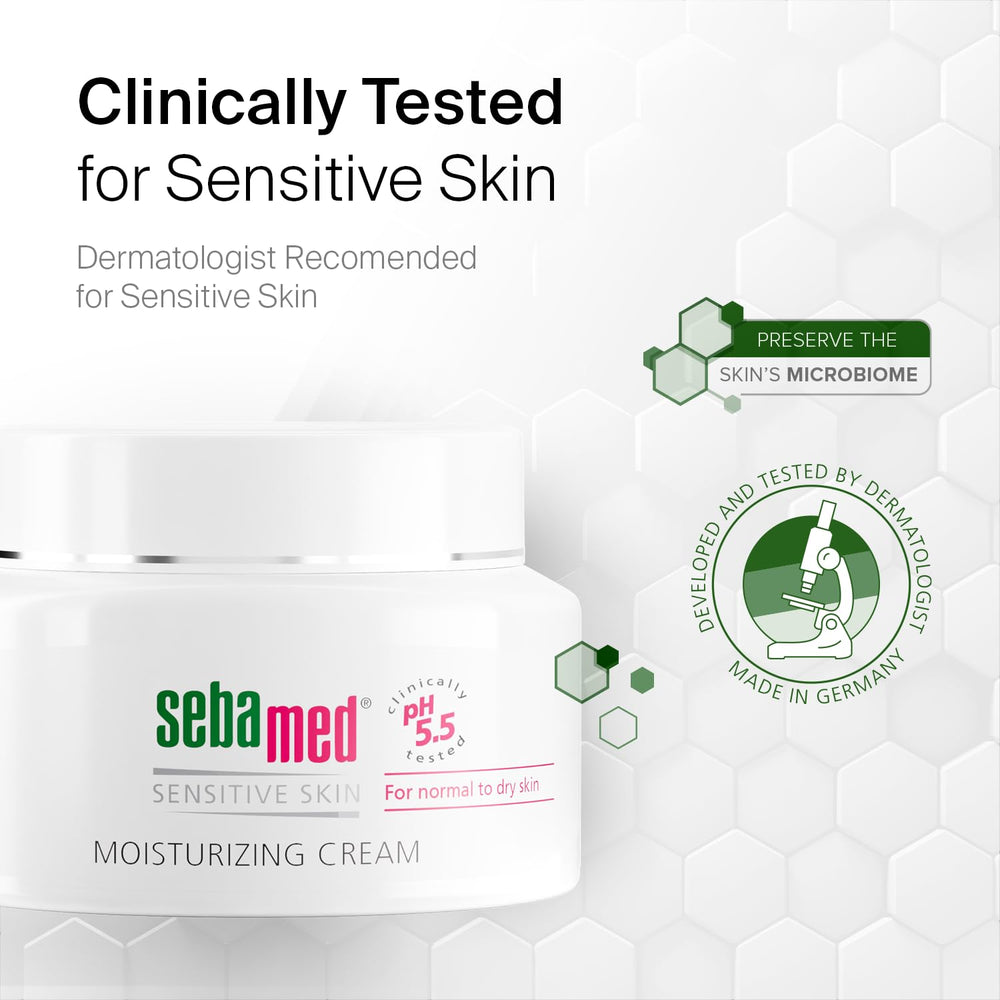 SEBAMED cream on bathroom shelf in lifestyle scene supporting daily routine