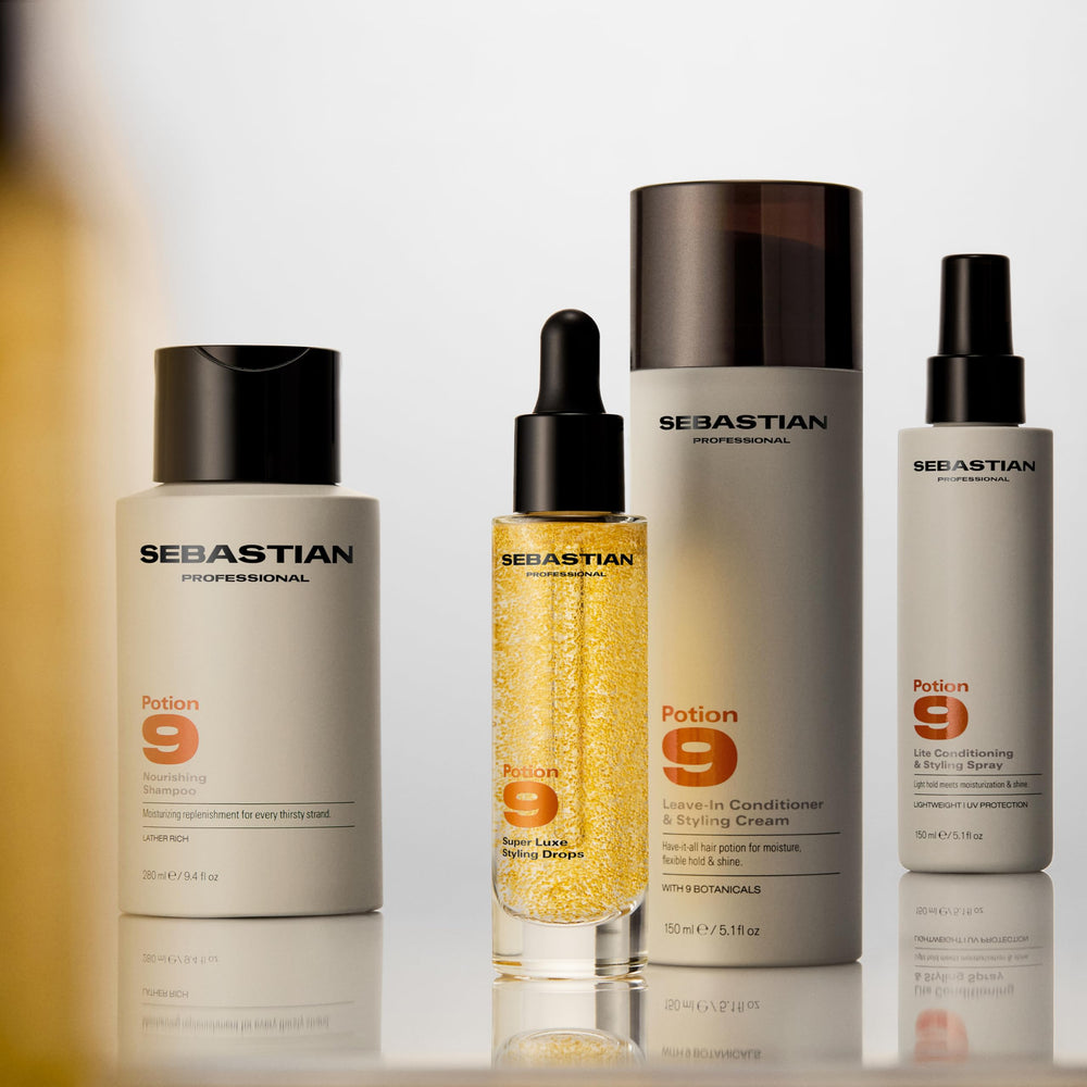 Sebastian Professional Potion 9 tube next to a ruler showing product size and portability