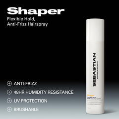 Sebastian Professional spray in use delivering quick-dry hold for controlled styling