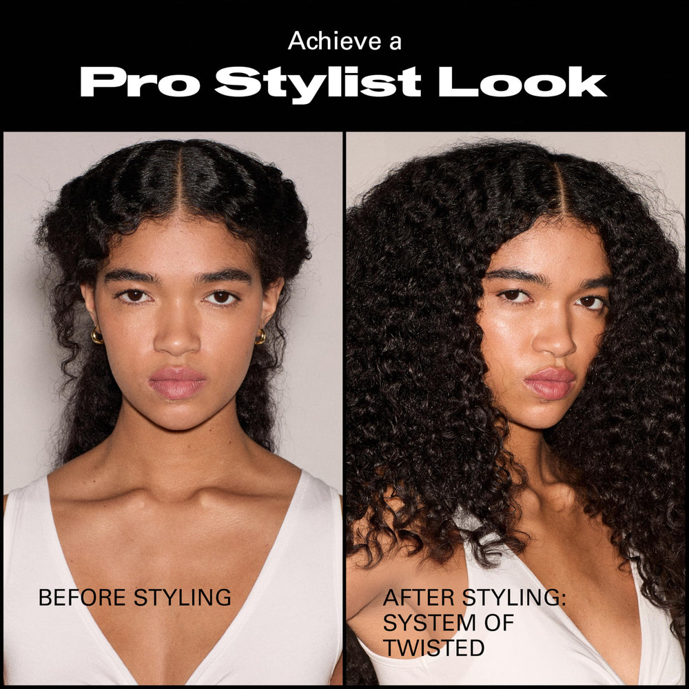 Sebastian Professional before and after curls showing reduced frizz and defined shape
