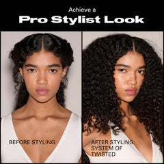 Sebastian Professional before and after curls showing reduced frizz and defined shape