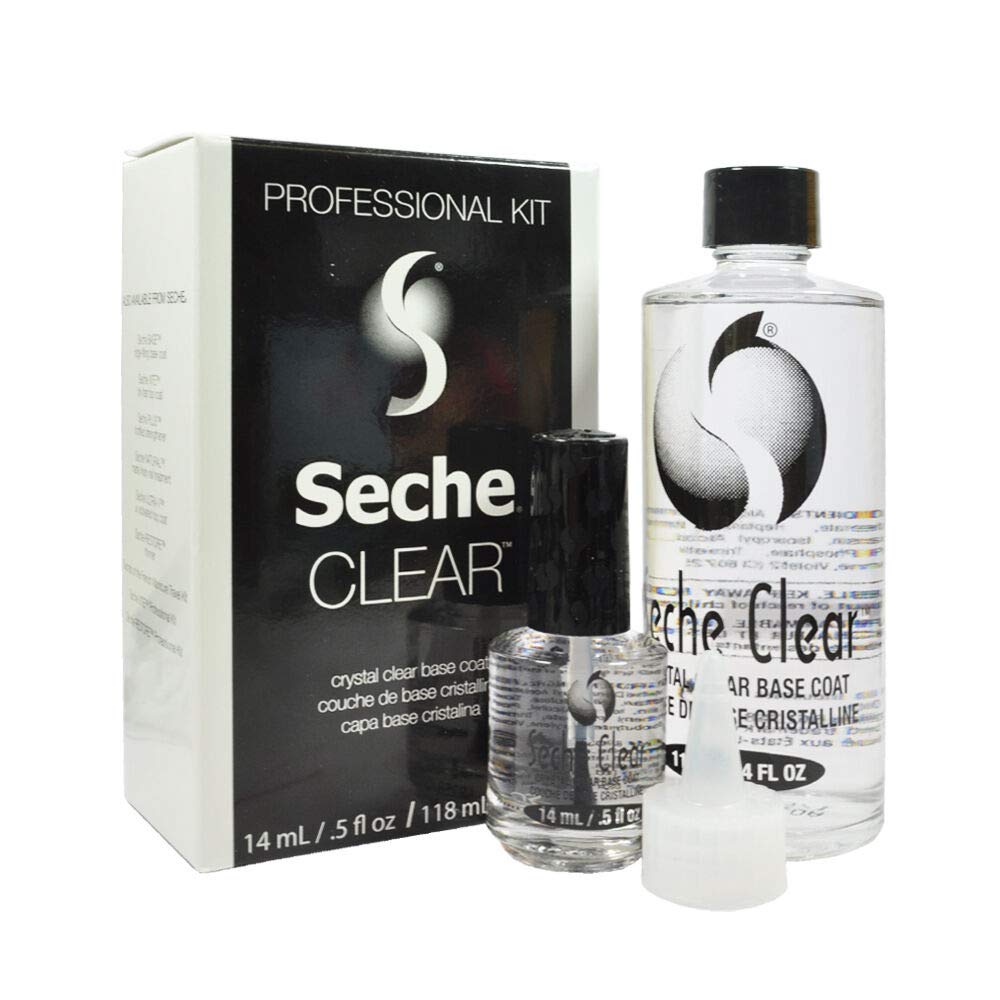 Seche clear front packaging with refill, boosts polish longevity and prevents staining