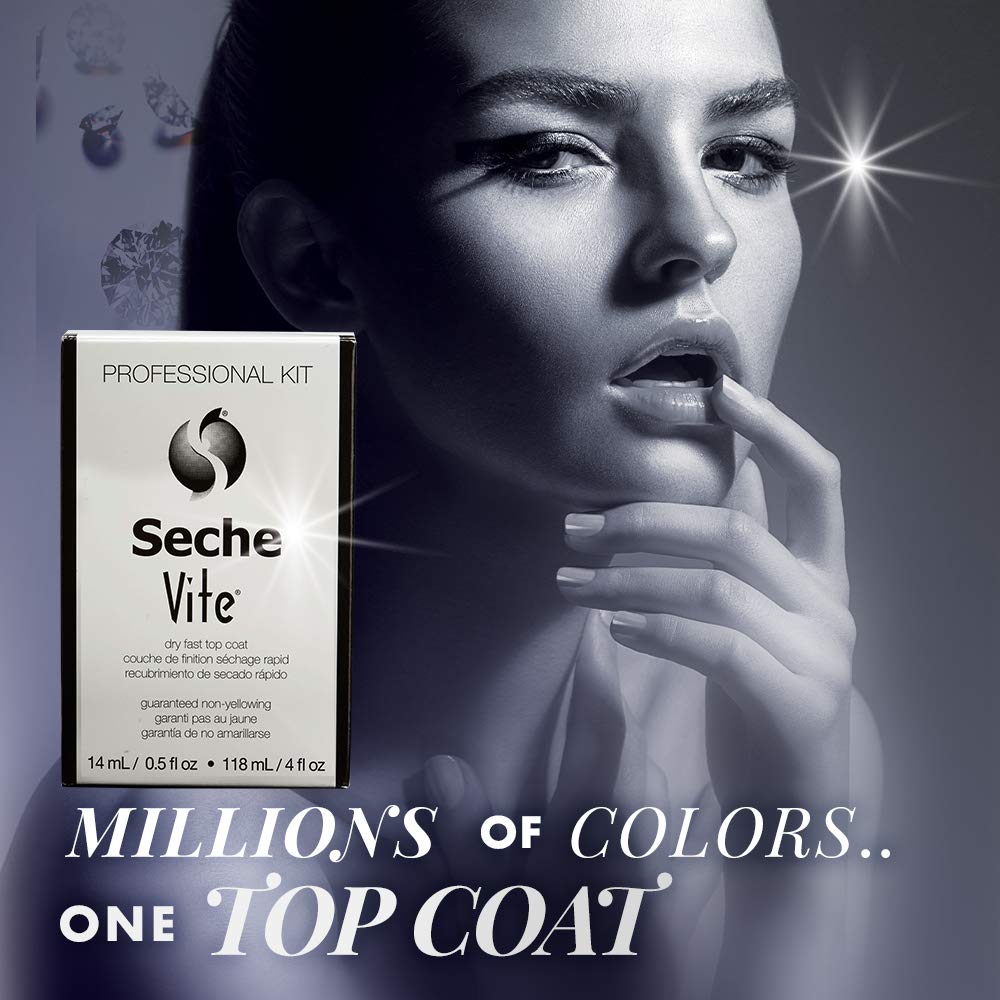 Seche clear top coat bottle close-up showing smooth texture benefit