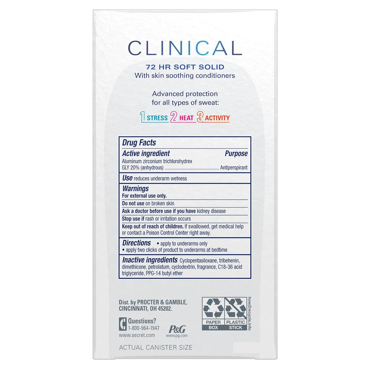 Secret clinical soft solid texture close-up highlighting smooth application and gentle conditioning