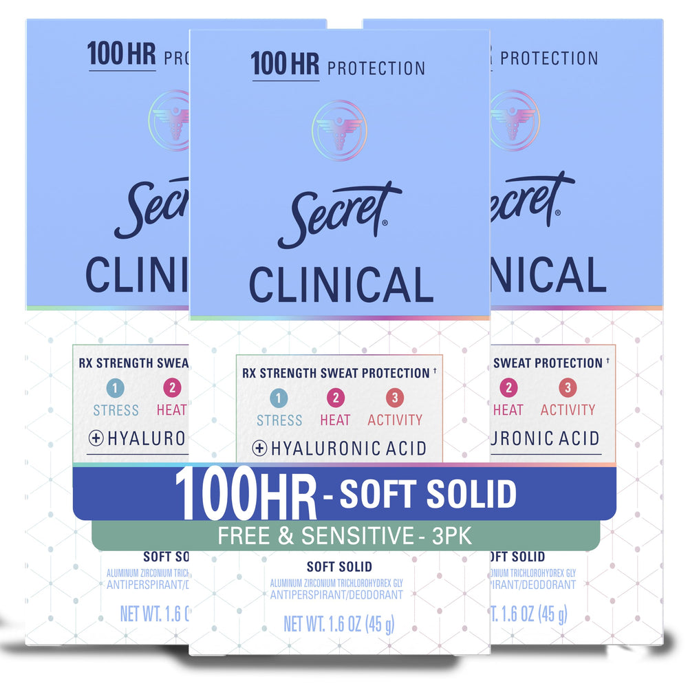 Secret soft-solid front packaging showing clinical protection benefit