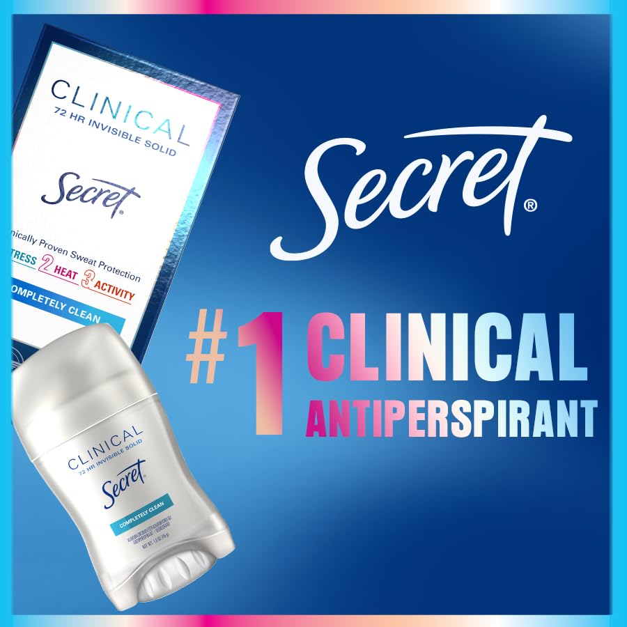 Secret clinical strength on bathroom counter showing daily routine ease